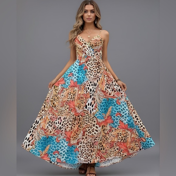 Leopard Print Cami Maxi Dress - Picture 2 of 9